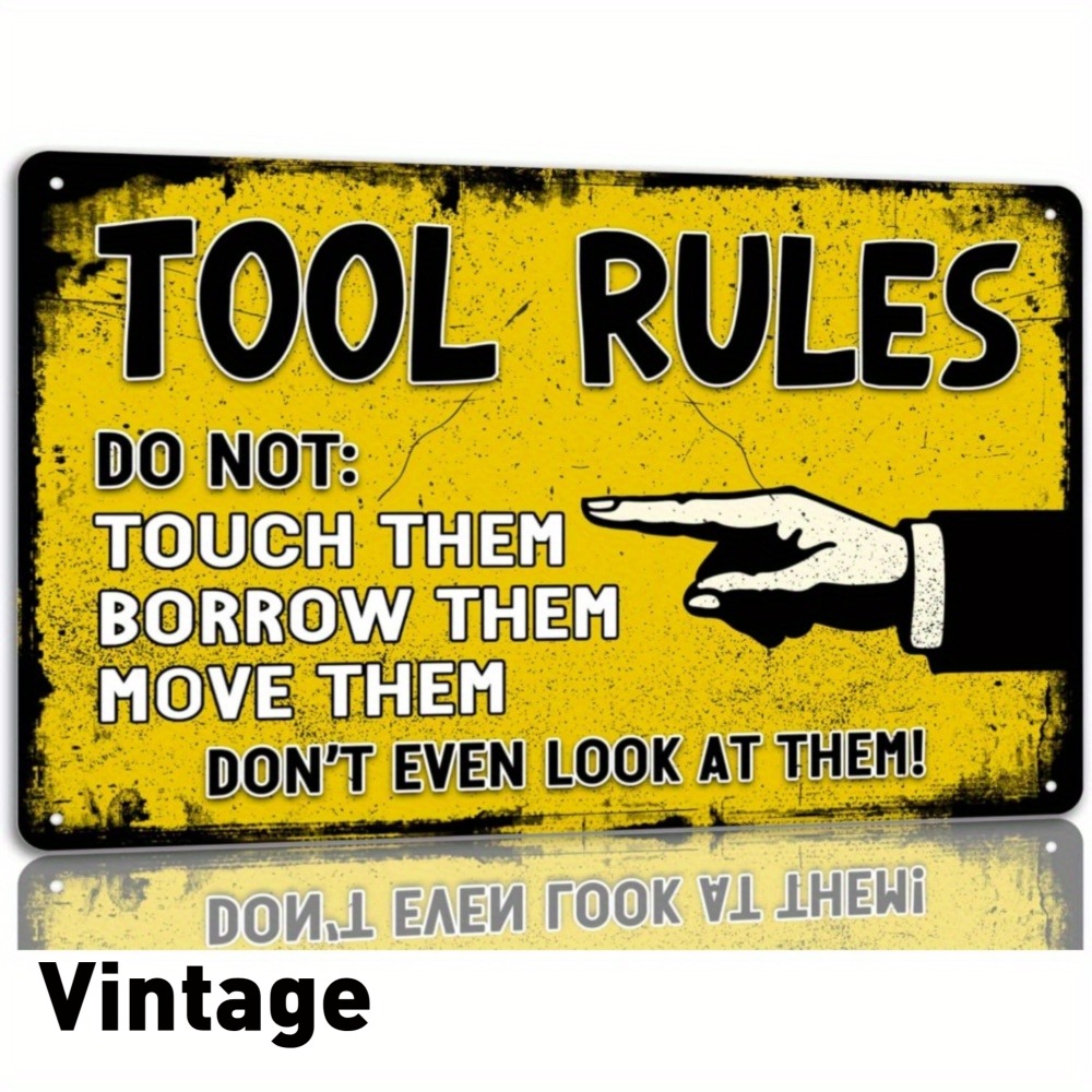 Workshop Tools Background - Metalowy znak w stylu vintage z