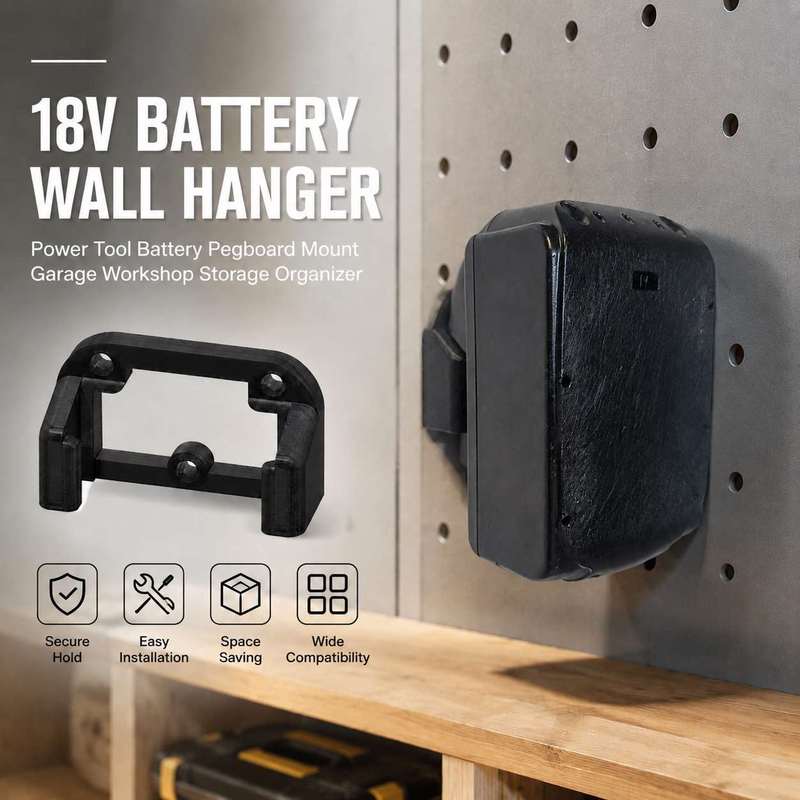 Workshop Tools Hanger - Uchwyt ścienny na akumulator 18V, mocowanie